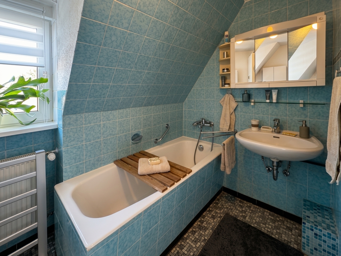 Badezimmer im Dachgeschoss mit Dusche Badezimmer im Dachgeschoss mit Dusche - Objekt 9833